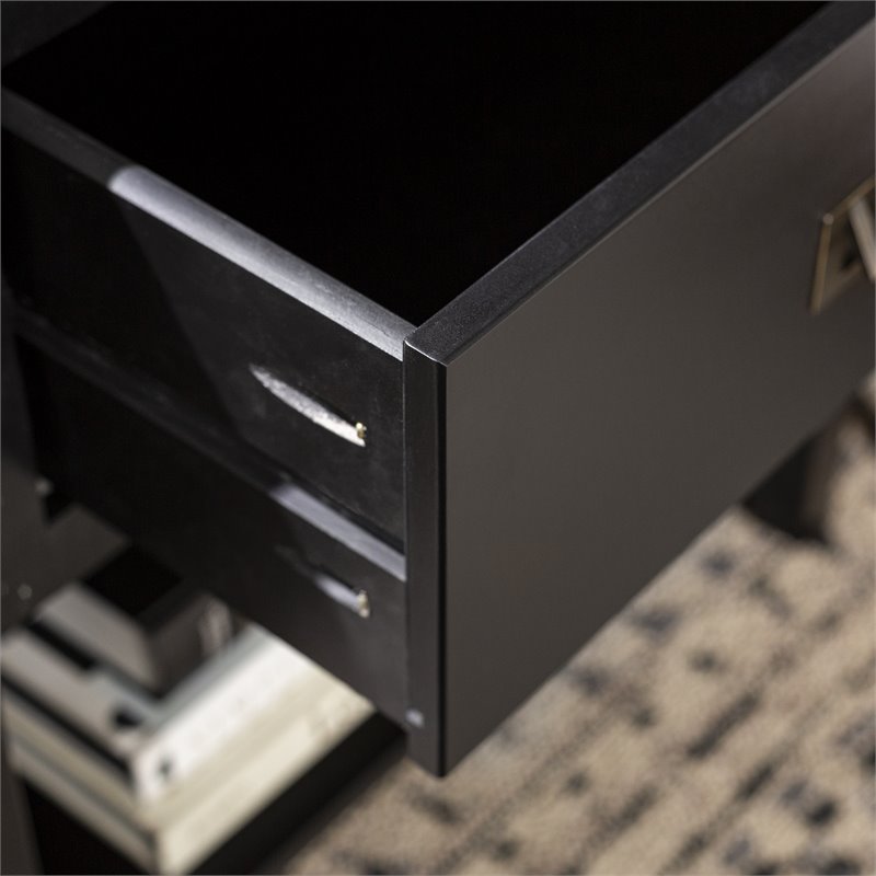 Pemberly Row 2-Piece 1-Drawer Classic Solid Wood Bedroom Nightstand Set in Black