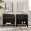 Pemberly Row 2-Piece 1-Drawer Classic Solid Wood Bedroom Nightstand Set in Black