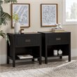 Pemberly Row 2-Piece 1-Drawer Classic Solid Wood Bedroom Nightstand Set in Black