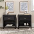 Pemberly Row 2-Piece 1-Drawer Classic Solid Wood Bedroom Nightstand Set in Black