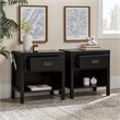 Pemberly Row 2-Piece 1-Drawer Classic Solid Wood Bedroom Nightstand Set in Black