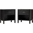 Pemberly Row 2-Piece 1-Drawer Classic Solid Wood Bedroom Nightstand Set in Black