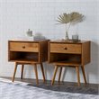 Pemberly Row 1-Drawer Mid-Century Solid Wood Bedroom Nightstand in Caramel