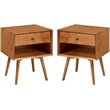 Pemberly Row 1-Drawer Mid-Century Solid Wood Bedroom Nightstand in Caramel