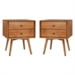 Pemberly Row Modern 2-Piece Solid Wood Bedroom Nightstand Set in Caramel