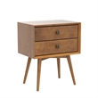 Pemberly Row Modern 2-Piece Solid Wood Bedroom Nightstand Set in Caramel