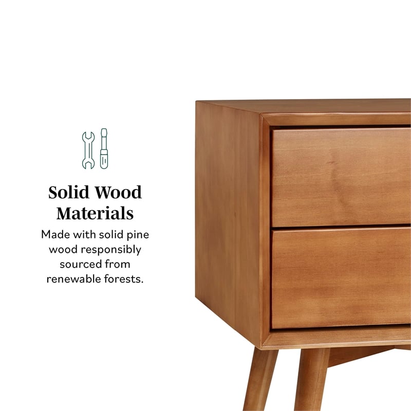 Pemberly Row Modern 2-Piece Solid Wood Bedroom Nightstand Set in Caramel