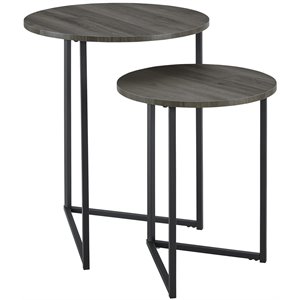 pemberly row v-leg nesting end tables in slate gray and black (set of 2)