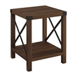 Pemberly Row Wood X-Shaped Frame Rustic End Table in Dark Walnut/Black