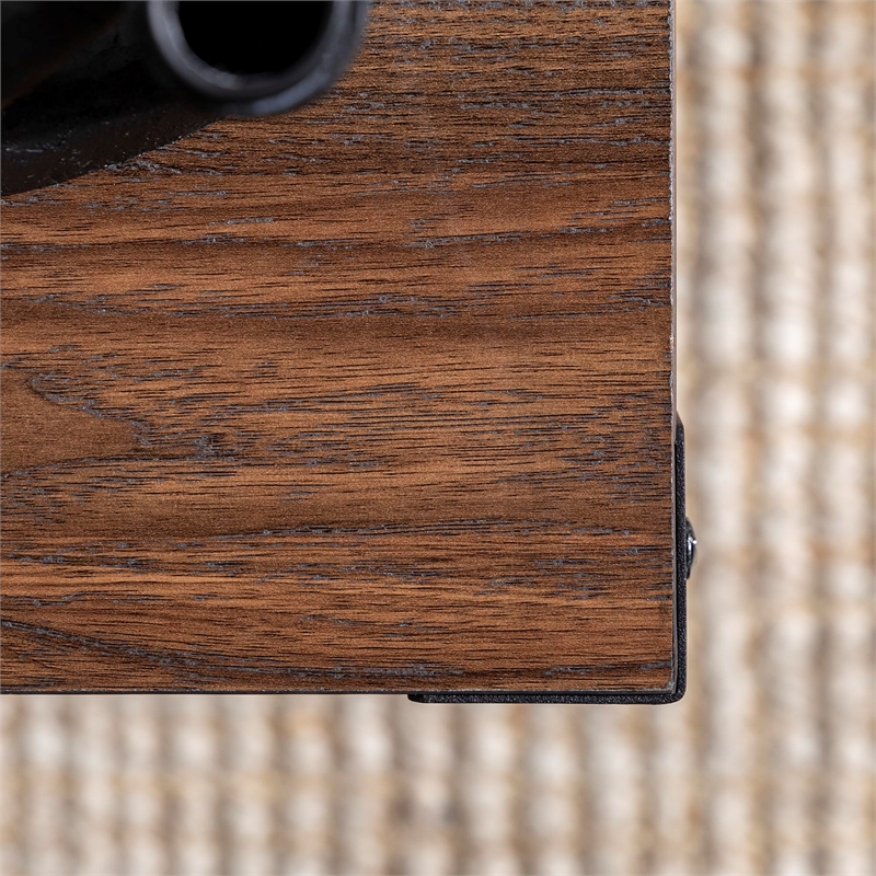 Pemberly Row Wood X-Shaped Frame Rustic End Table in Dark Walnut/Black