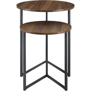 pemberly row v-leg nesting end tables in dark walnut and black (set of 2)