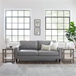 Pemberly Row Farmhouse Metal-X End Tables with Shelf in Gray Wash (Set of 2)