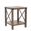 Pemberly Row Transitional Wood Metal-X End Table with Shelf in Oak (Set of 2)