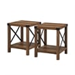 Pemberly Row Transitional Wood Metal-X End Table with Shelf in Oak (Set of 2)