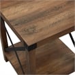 Pemberly Row Transitional Wood Metal-X End Table with Shelf in Oak (Set of 2)