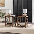 Pemberly Row Transitional Wood Metal-X End Table with Shelf in Oak (Set of 2)