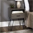 Pemberly Row Modern Metal Hairpin Leg 1-Drawer End Table Set in Slate Gray
