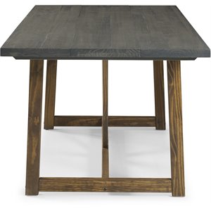 Pemberly Row 72&quot Solid Wood Trestle Dining Table in Gray and Brown