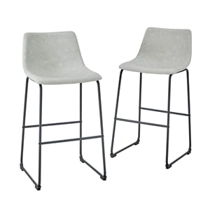 Pemberly Row 30&quot Industrial Faux Leather Barstools in Gray (Set of 2)