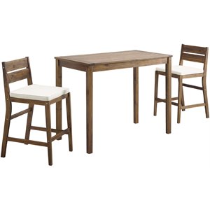 pemberly row 3-piece acacia wood counter height bistro set in dark brown