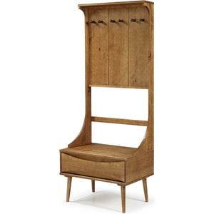 Pemberly Row 68&quot Solid Wood Hall Tree With Drawer in Caramel