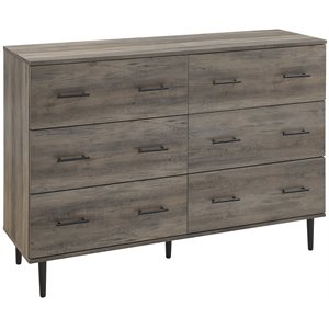 Pemberly Row Modern Wood 6-Drawer Dresser in Gray Wash