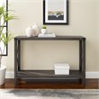Pemberly Row Farmhouse Metal-X Entry Table with Lower Shelf in Sable