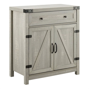 Pemberly Row Farmhouse Engineered Wood Barn Door Accent Cabinet in Stone Gray