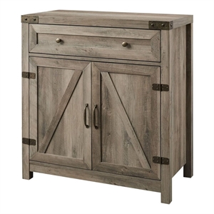 pemberly row farmhouse engineered wood barn door accent cabinet in gray wash
