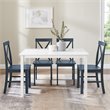 Pemberly Row 5-Piece Solid Wood Farmhouse Dining Set in White and Navy