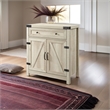 Pemberly Row Farmhouse Engineered Wood Barn Door Accent Cabinet in White Oak