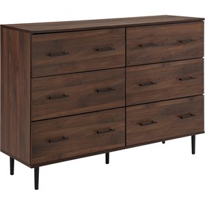 Pemberly Row Modern Wood 6-Drawer Dresser in Dark Walnut
