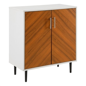 pemberly row modern engineered wood book match accent cabinet in solid white