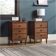 Pemberly Row Mid-Century Solid Wood Bedroom Nightstand in Walnut (Set of 2)