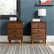 Pemberly Row Mid-Century Solid Wood Bedroom Nightstand in Walnut (Set of 2)