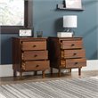 Pemberly Row Mid-Century Solid Wood Bedroom Nightstand in Walnut (Set of 2)