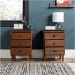 Pemberly Row Mid-Century Solid Wood Bedroom Nightstand in Walnut (Set of 2)