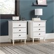 Pemberly Row Mid-Century Solid Wood Bedroom Nightstand in White (Set of 2)