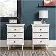 Pemberly Row Mid-Century Solid Wood Bedroom Nightstand in White (Set of 2)