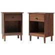 Pemberly Row Mid-Century Solid Wood Bedroom Nightstand in Walnut (Set of 2)