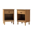 Pemberly Row Mid-Century Solid Wood Bedroom Nightstand in White (Set of 2)