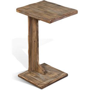 Pemberly Row 12.5&quot Transitional Wood Sofa Mate Table in Weathered Brown