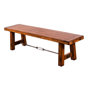 Pemberly Row 18&quot Distressed Mahogany Wood Bench in Medium Brown