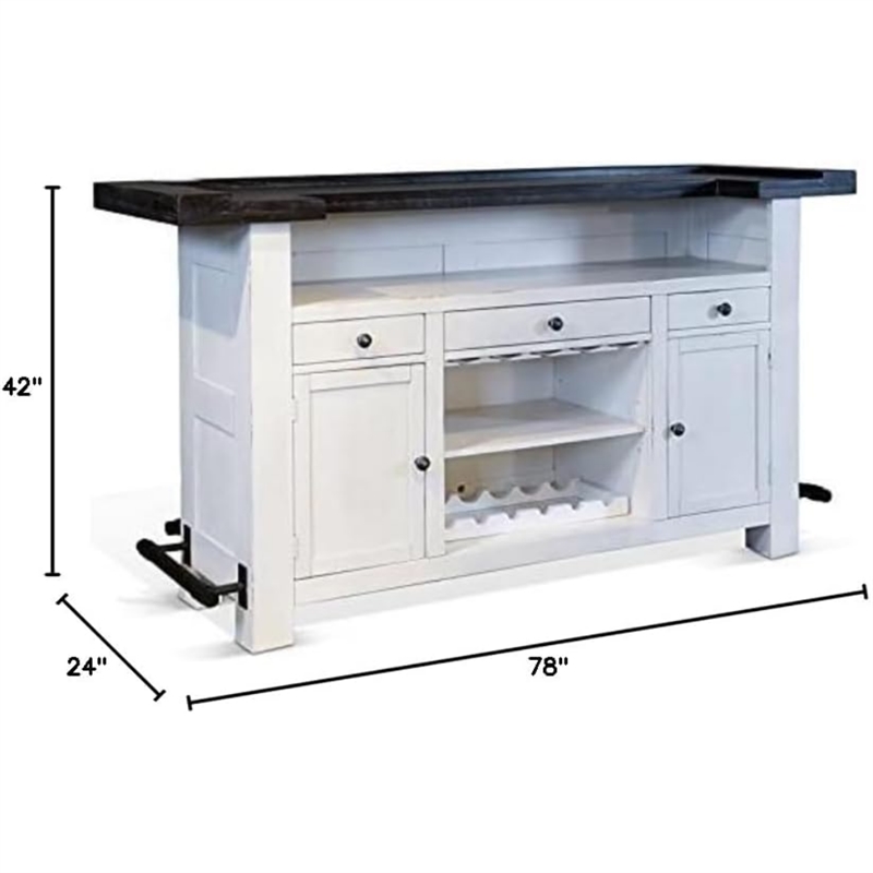 Pemberley Row Wood Espresso Bar Unit Rectangular Adjustable Storage 78