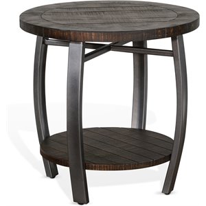 Pemberly Row 24&quot Mahogany Wood & Metal End Table in Tobacco Leaf