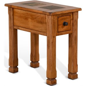Pemberly Row 15&quot Transitional Wood Chair Side Table in Rustic Oak