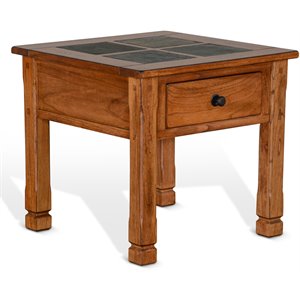 Pemberly Row 26&quot Transitional Wood End Table in Rustic Oak