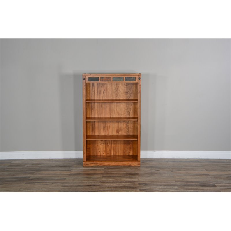 Pemberley Row Wood Rustic Oak Bookcase Rectangular Adjustable Shelves 48