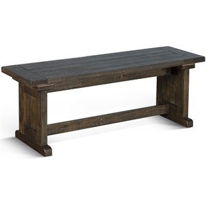 Pemberly Row 18&quot Farmhouse Mahogany Wood Side Bench in Tobacco Leaf