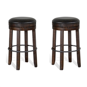 Pemberley Row Wood Tobacco Leaf Barstool Backless Swivel 30&quotH Unassembled